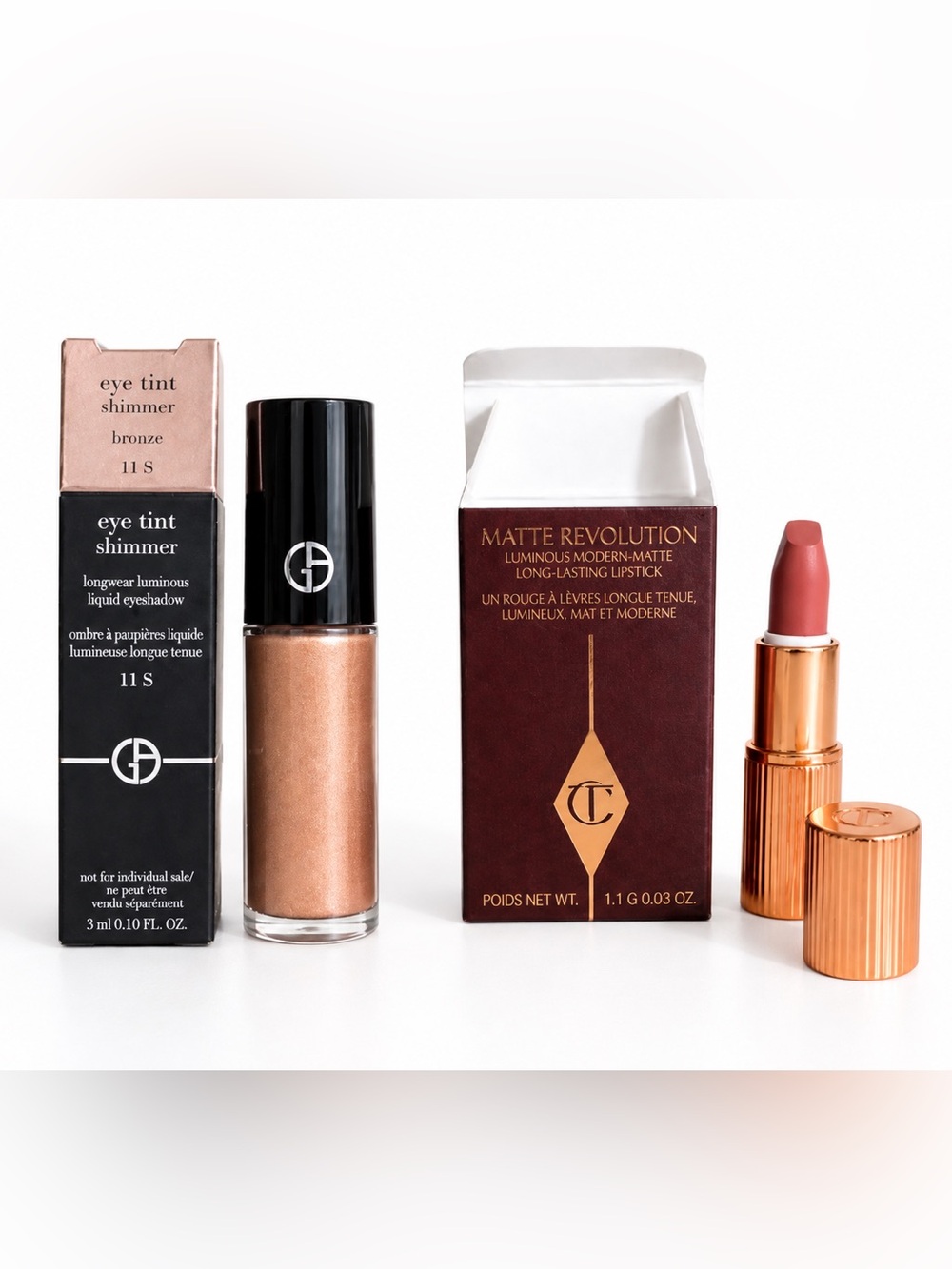 Charlotte Tilbury Lipstick & Armani Beauty Eye Tint Mini Bundle